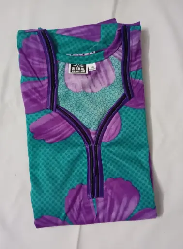 Green Color Lycra Fabric Nighty With Long Sleeves