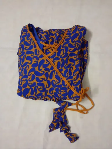 Stylish Blue & Mustard Printed Frock - XL Size