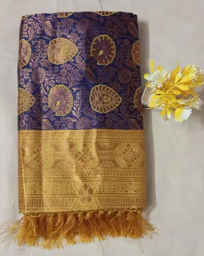 Royal Blue & Gold Fancy Pattu Saree 