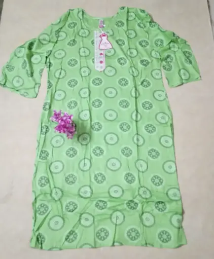 Light Green Cotton Printed Kurti
